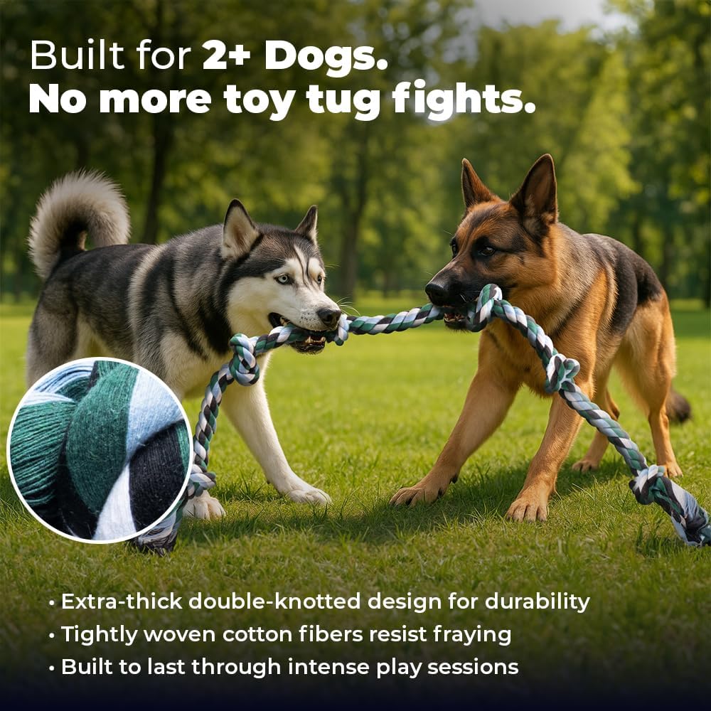 Pacific Pups Products Giant Dog Rope Toy, 42 Inch Tug of War Rope, Green