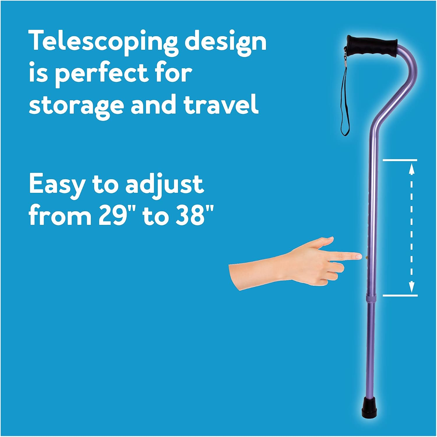 Carex Walking Cane with Soft Cushioned Handle - Adjustable Walking Cane for Men or Women - Black Cane
