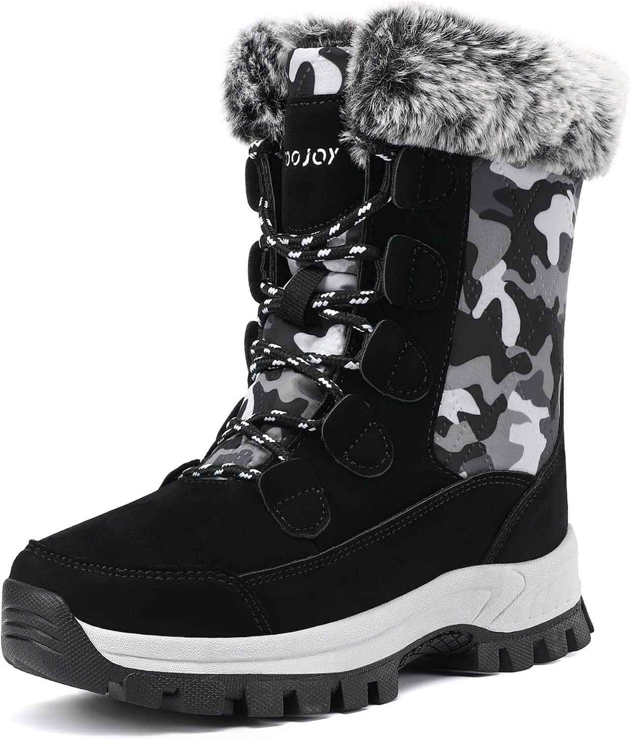COOJOY Womens Waterproof Winter Snow Boots Warm Shoes Furry Mid Calf Lightweight Walking Hiking Booties