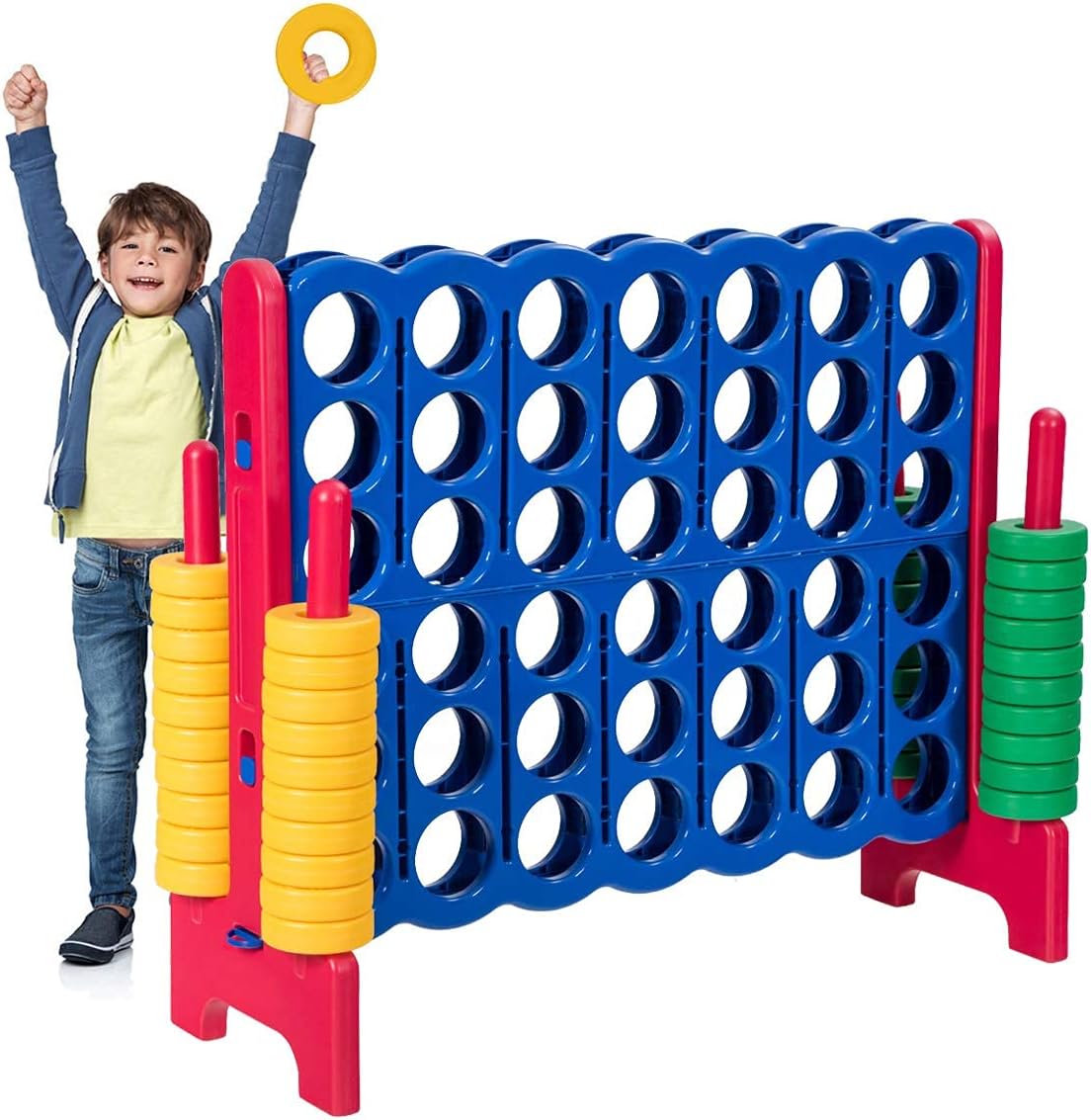 Costzon Giant 4-in-A-Row, Jumbo 4-to-Score Giant Game Set for Kids & Adults, Indoor Outdoor Yard Connect Game