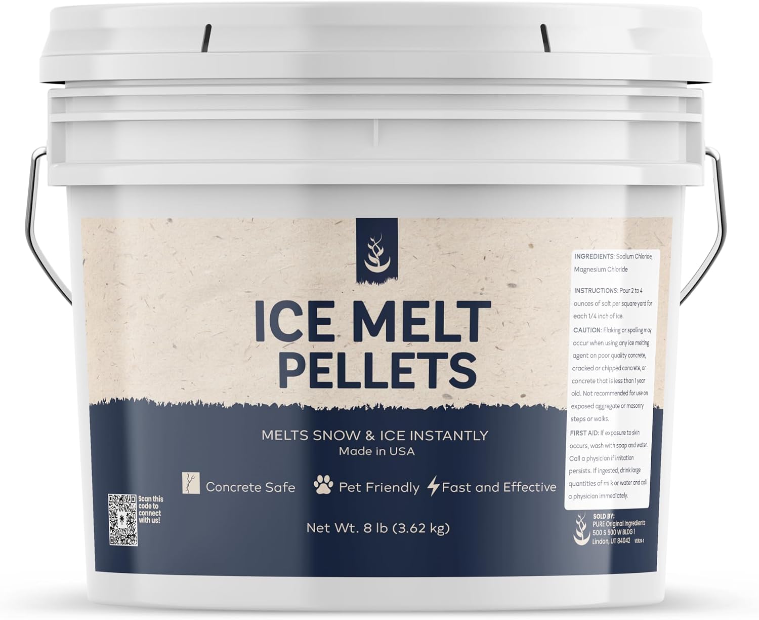 Pure Original Ingredients, Ice Melt, 8 Lb | For melting ice on driveways, sidewalks, and steps