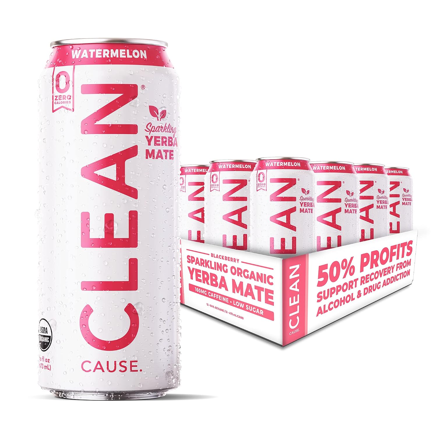 CLEAN Cause Zero Sugar Yerba Mate Organic Energy Orange Ginger, 12Pack 16oz