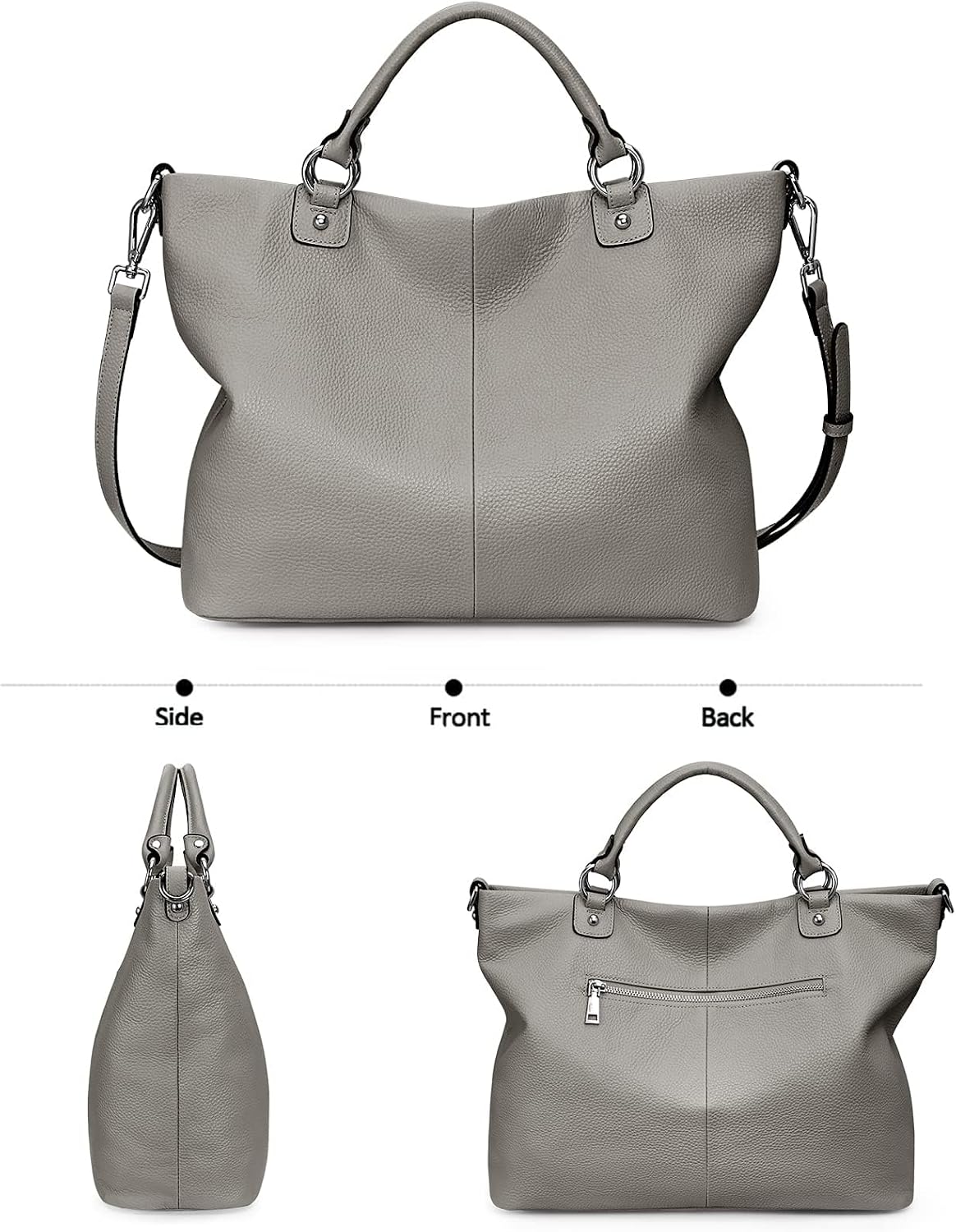 Kattee Genuine Leather Tote Purse for Women, Top Handle Satchel | Soft genuine leather tote with roomy storage and versatile carry for work, shopping, and travel.