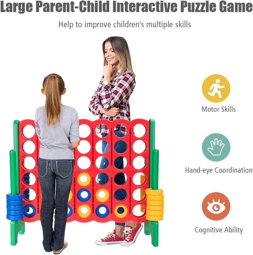 Costzon Giant 4-in-A-Row, Jumbo 4-to-Score Giant Game Set for Kids & Adults, Indoor Outdoor Yard Connect Game