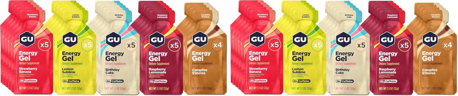 GU Energy Original Sports Nutrition Energy Gel, Vegan and Dairy-Free On-the-Go Energy for Any Workout, Vanilla Bean, 8-Count
