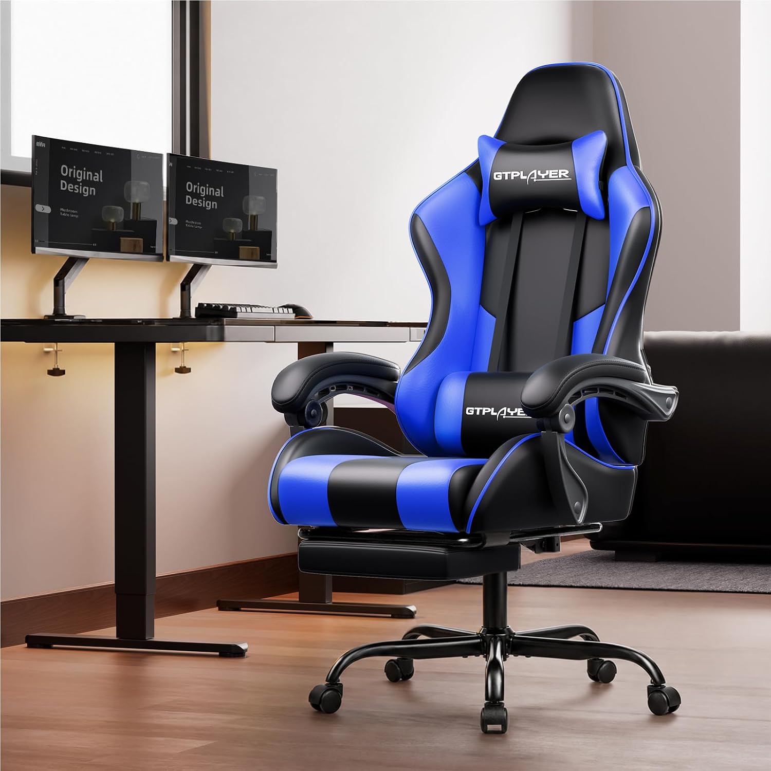 GTPLAYER Gaming Chair, Computer Chair with Footrest and Lumbar Support