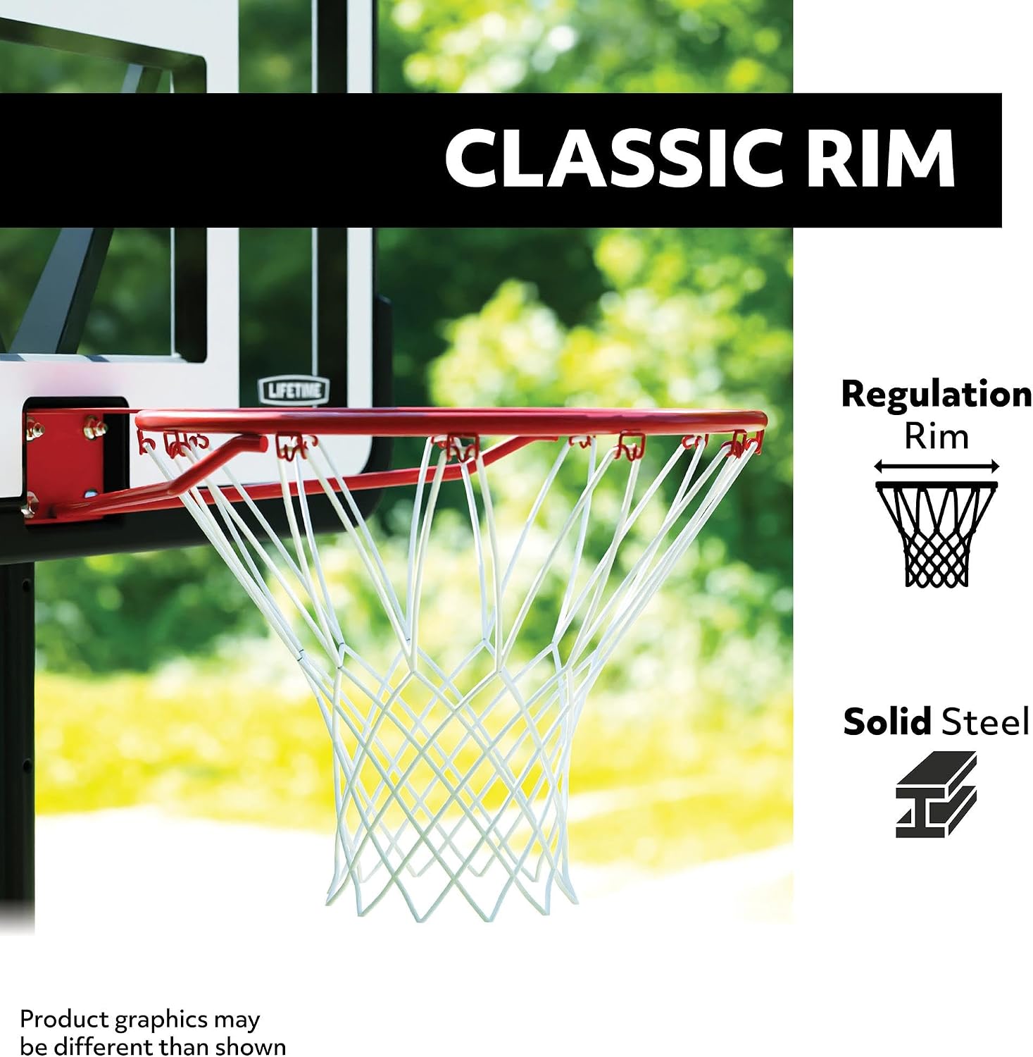 Lifetime Portable Outdoor Basketball Hoop, 42 Inch Backboard, 7.5-10 Ft Telescoping Height Adjust