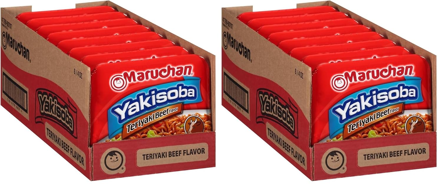 Maruchan Yakisoba, Spicy Chicken Flavor – Stir-Fried Japanese Instant Ramen Noodles, High Protein Microwavable Meal – 4.11 Oz. (8 Pack)