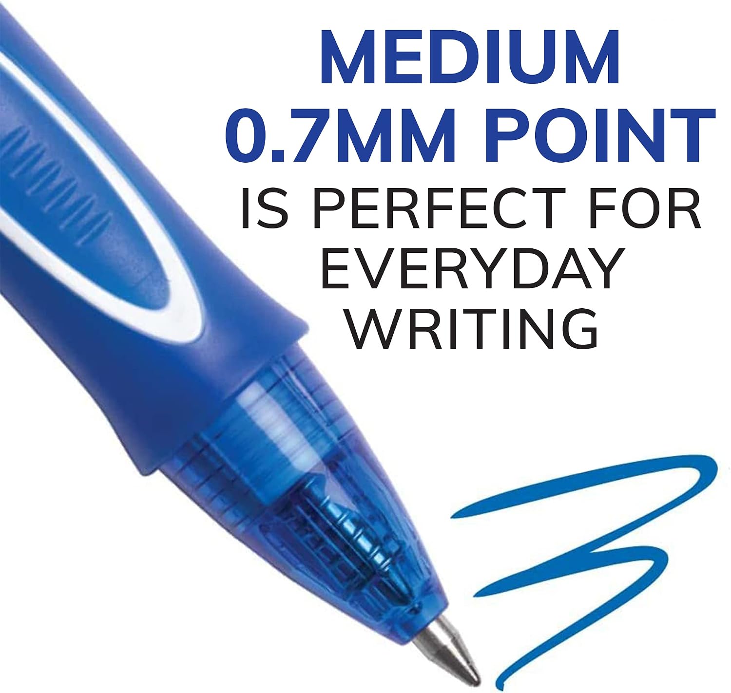 BIC Gelocity Quick Dry Black Gel Pens, Medium Point, 0.7 mm, 12-Count | Quick Dry Ink Resists Smearing | Full-Length Comfort Grip | Ideal for Students and Teachers | 12 Pens in Pack