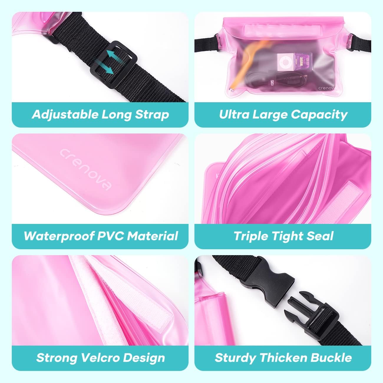 Waterproof Bag Fanny Packs for Women, Cruise Vacation Essentials Waterproof Pouch for Phone Passport Purse, Floating Dry Bags for Beach Water Park Boating Fishing Diving Surfing Kayaking Accessories | Floating, ideal for Beach, Boating & Kayaking, Durabl…