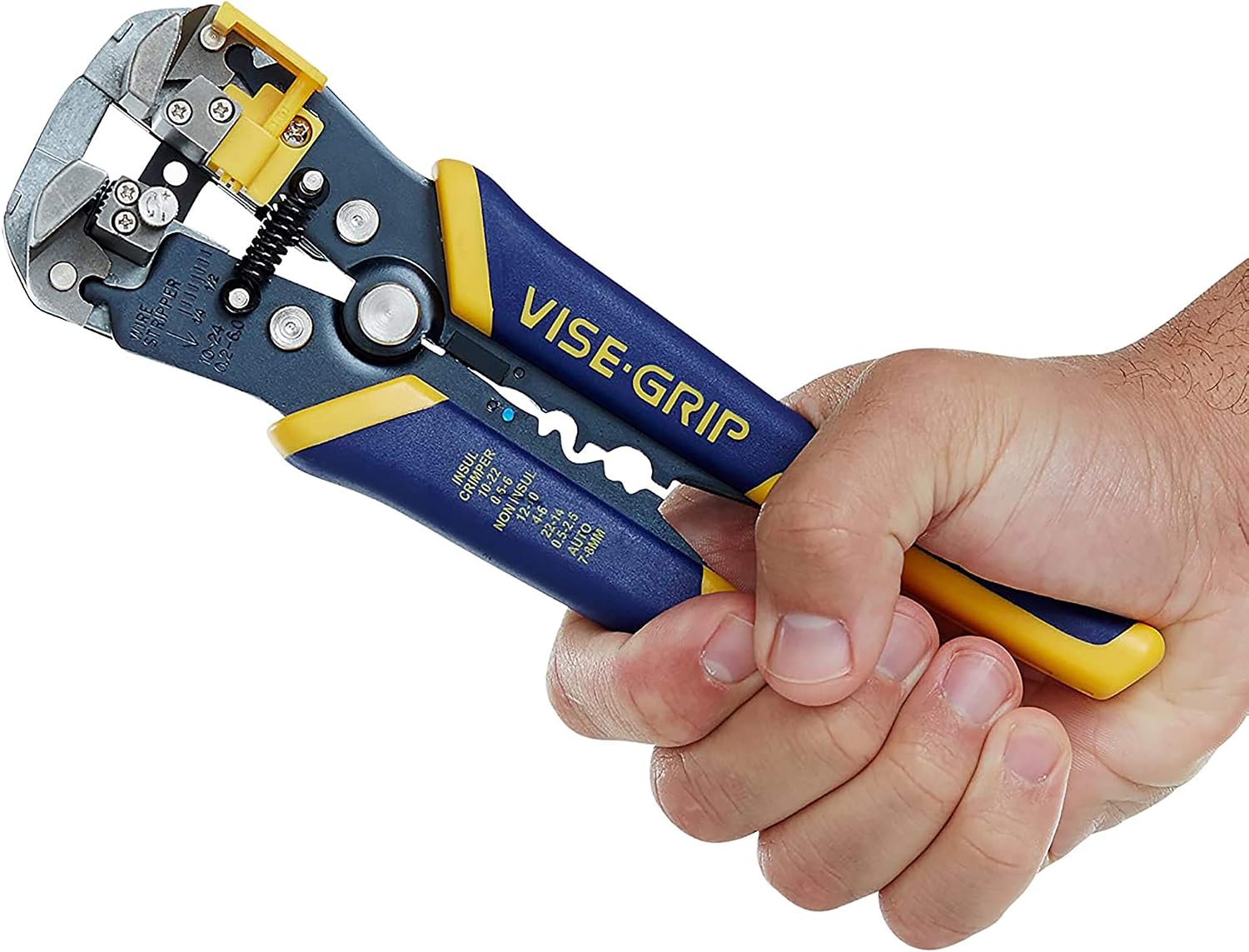 IRWIN Vise-Grip Wire Stripper, 2 Inch Jaw, Cuts 10-24 AWG, ProTouch for Comfort, Blue (2078300)