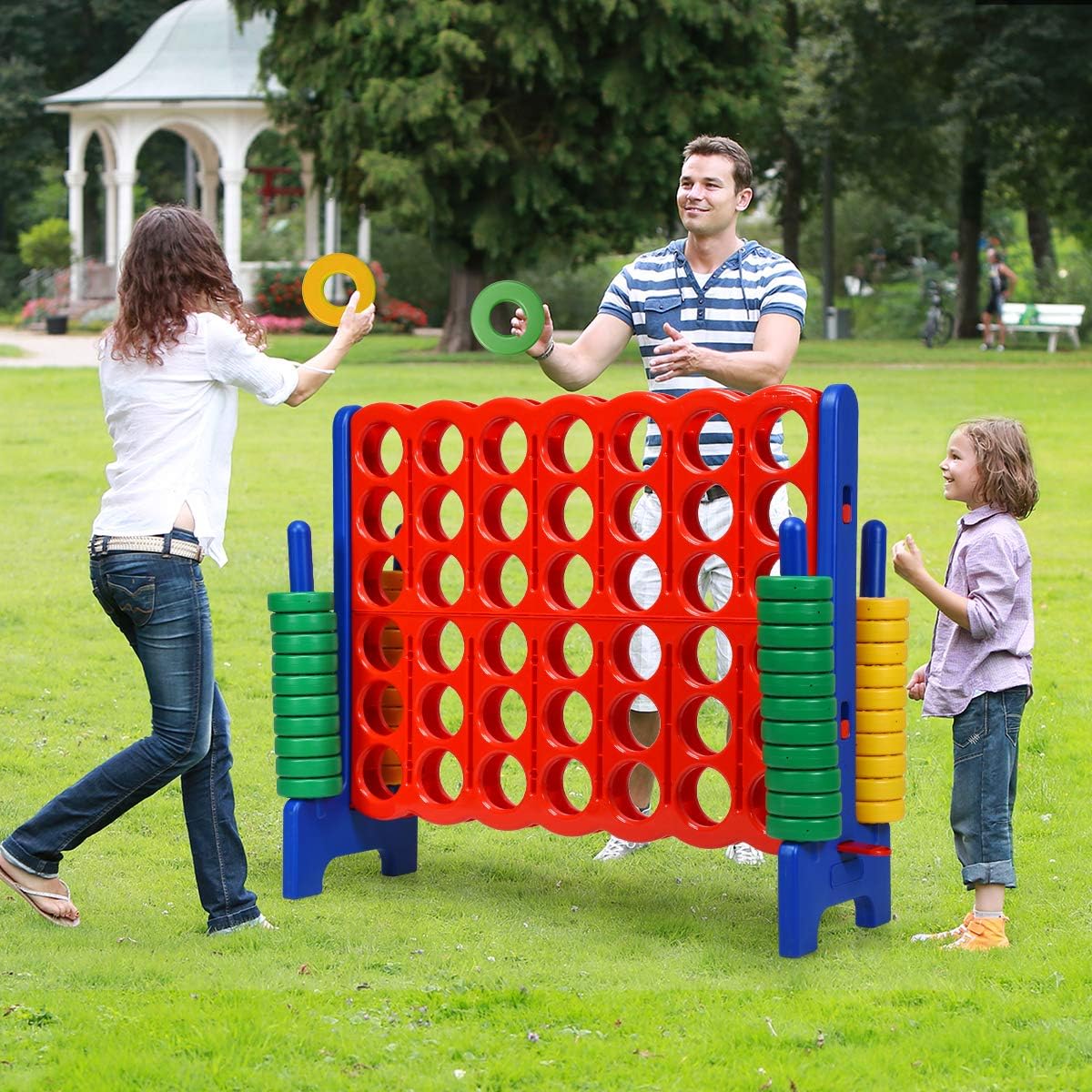 GLACER Giant 4-in-A-Row, Jumbo 4-to-Score Giant Game Set Backyard Games for Kids & Adults