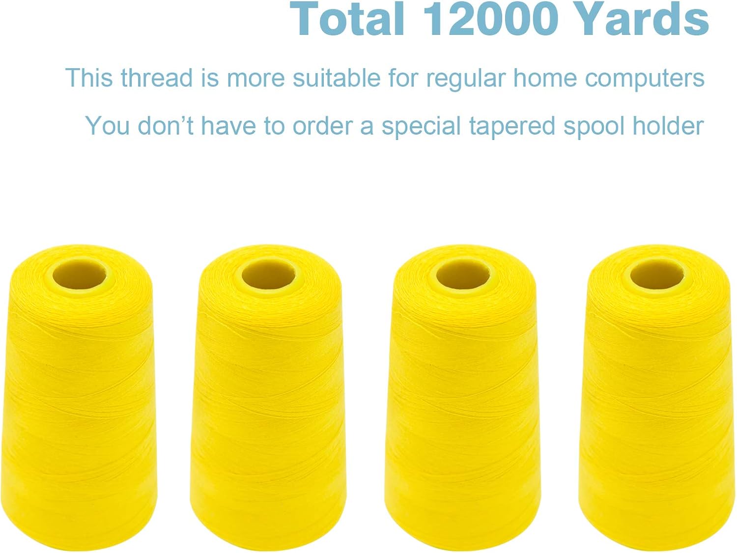 Black Serger Thread, All-Purpose Thread for Sewing, Polyester, 4 Cones of 3000 Yards Each Spool for Sewing Machine