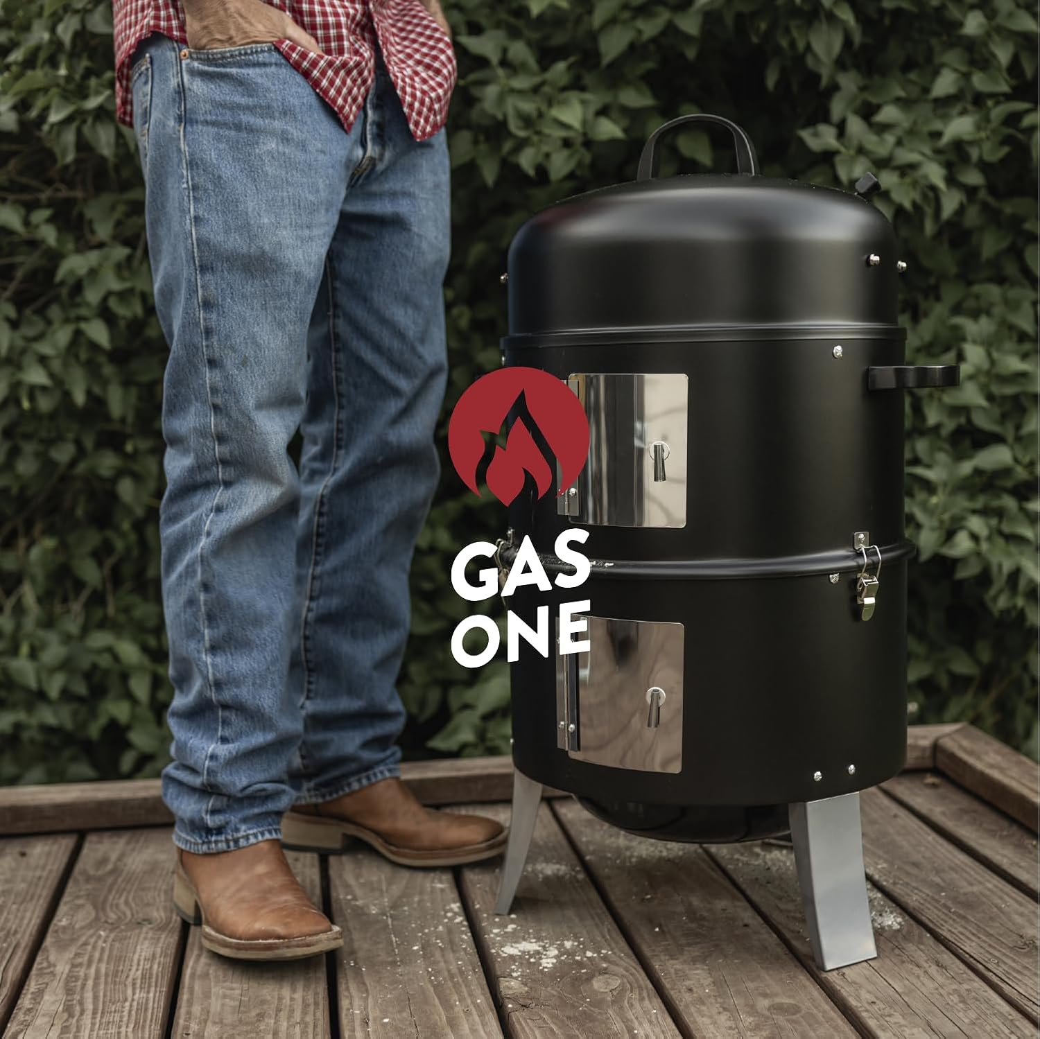 GasOne Vertical Smoker with Thermometer – 16 Inch Heavy Duty Charcoal Smoker – Multipurpose Charcoal BBQ Grill Smoker for Outdoor