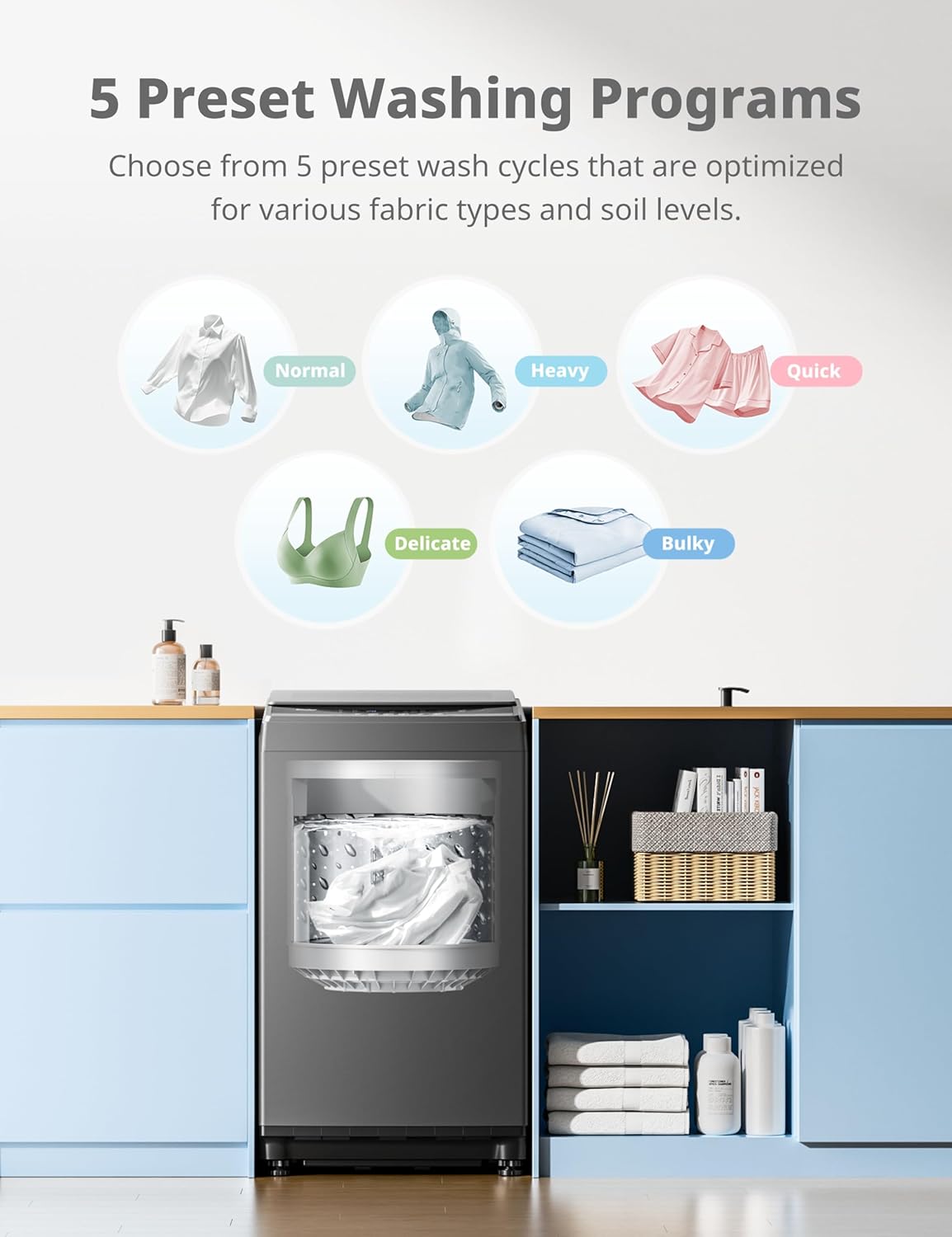 COMFEE’ 1.6 Cu.ft Portable Washing Machine, 11lbs Capacity Fully Automatic Compact Washer with Wheels, 6 Wash Programs Laundry Drain Pump