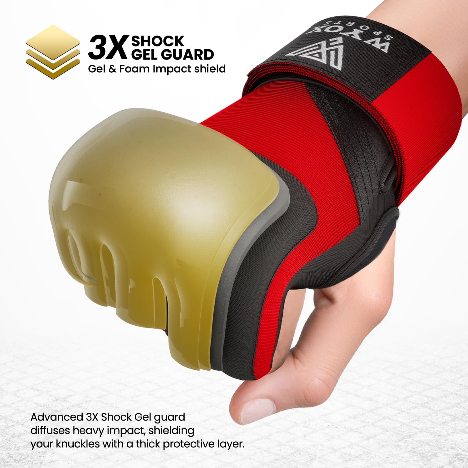 WYOX Neoprene Gel Boxing Hand Wraps Inner Gloves for Men & Women – 80cm/31in Quick Wrist Strap, Padded Knuckle Protection