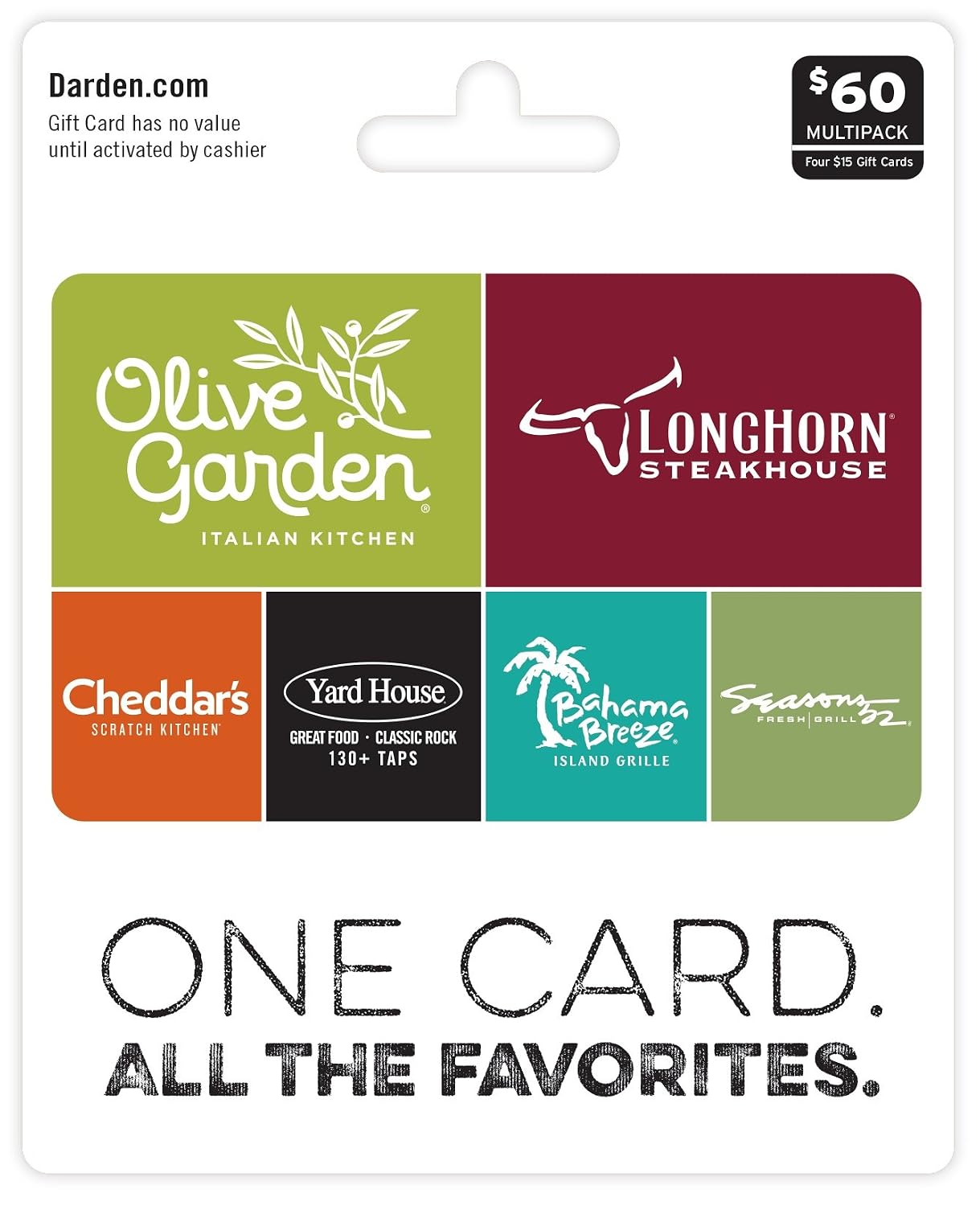 Darden Restaurants Multi-Pack Physical Gift Cards - $60