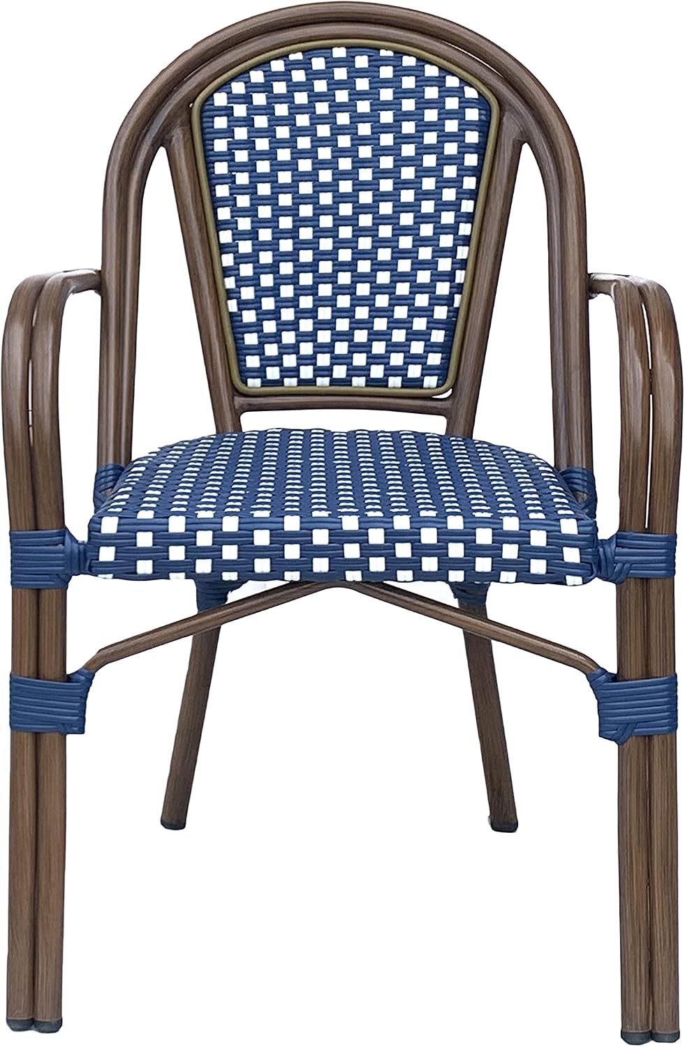 Christopher Knight Home Anastasia Outdoor French Bistro Chair (Set of 2), Black + White + Bamboo Print Finish
