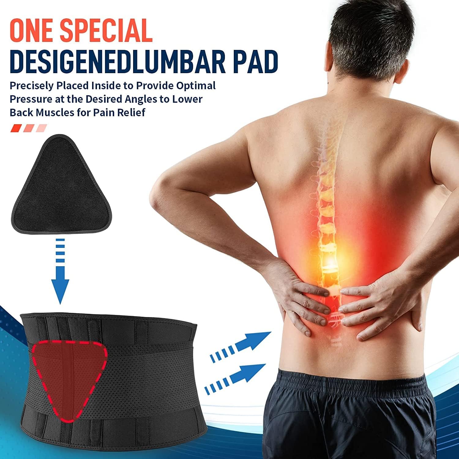 FEATOL Back Brace Support Belt-Lumbar Support Back Brace for Back Pain, Sciatica, Scoliosis