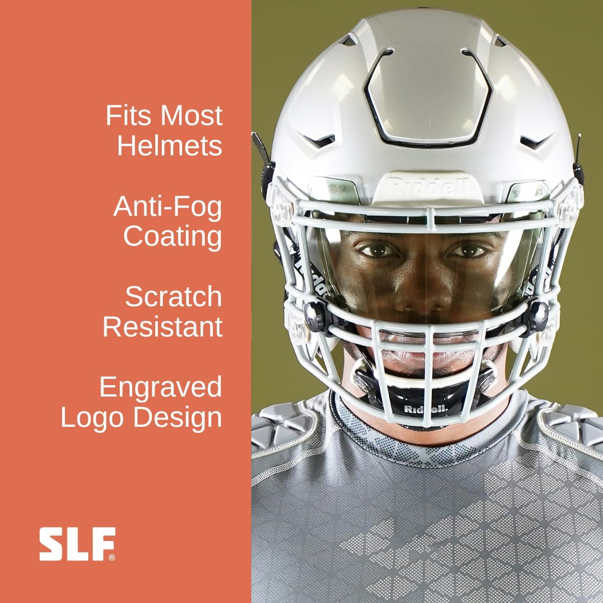 SLEEFS Clear Football Visor for Helmet - Professional Football Visor - Face & Eye Shield - Fits Youth & Adult Helmets - Includes Quick Visor Clips