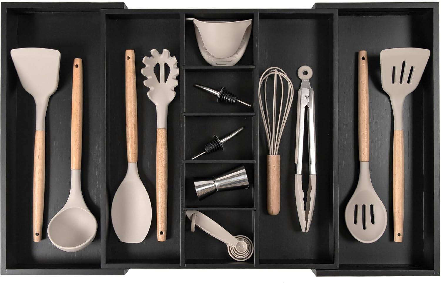 Utensil & Junk Drawer Organizer, 16-28 in, Bamboo | Food-safe contract grade, 100% sustainable wood, non-slip, adjustable