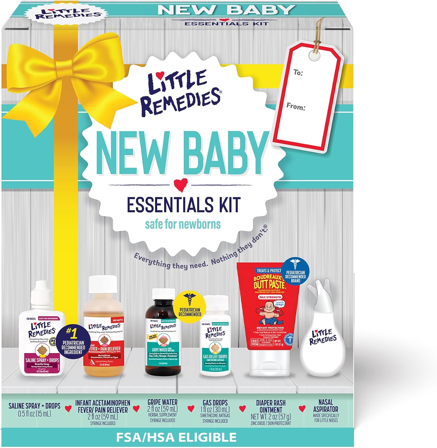 Little Remedies New Baby Essentials Kit, 6-in-1 Bundle for Newborns | Baby Care Set, Newborn Essentials, Saline Nasal Spray, Diaper Rash Cream