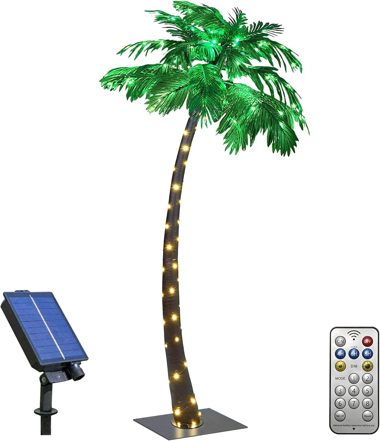 Lightshare 7 Feet Palm Tree 152LED Lights Artificial Fake Tree Decoration for Tiki Bar Outside Patio Porch Pool Christmas Nativity