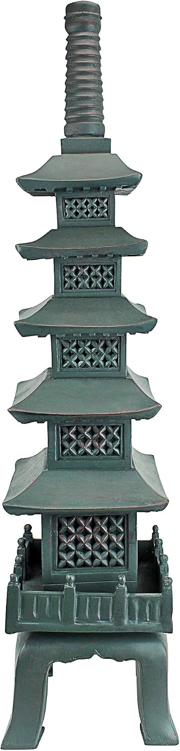 Design toscano ng29870 asian decor pagoda lantern indoor/outdoor statue, 11 inches wide, 11 inches deep, 17 inches high, handcast polyresin, two tone stone finish