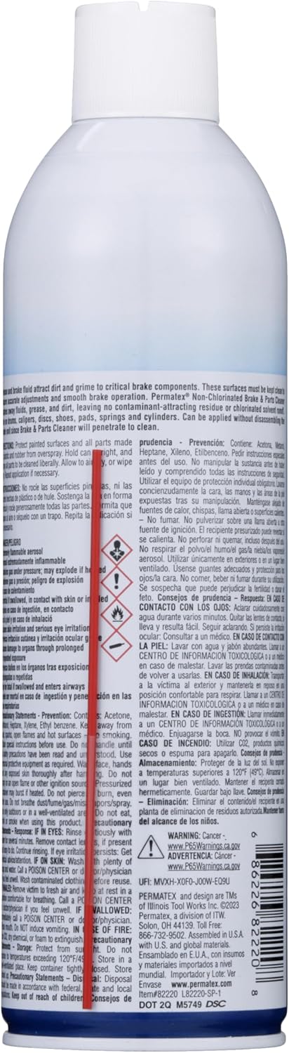 Permatex 82450 Non-Chlorinated Brake and Parts Cleaner, 14.5 oz.