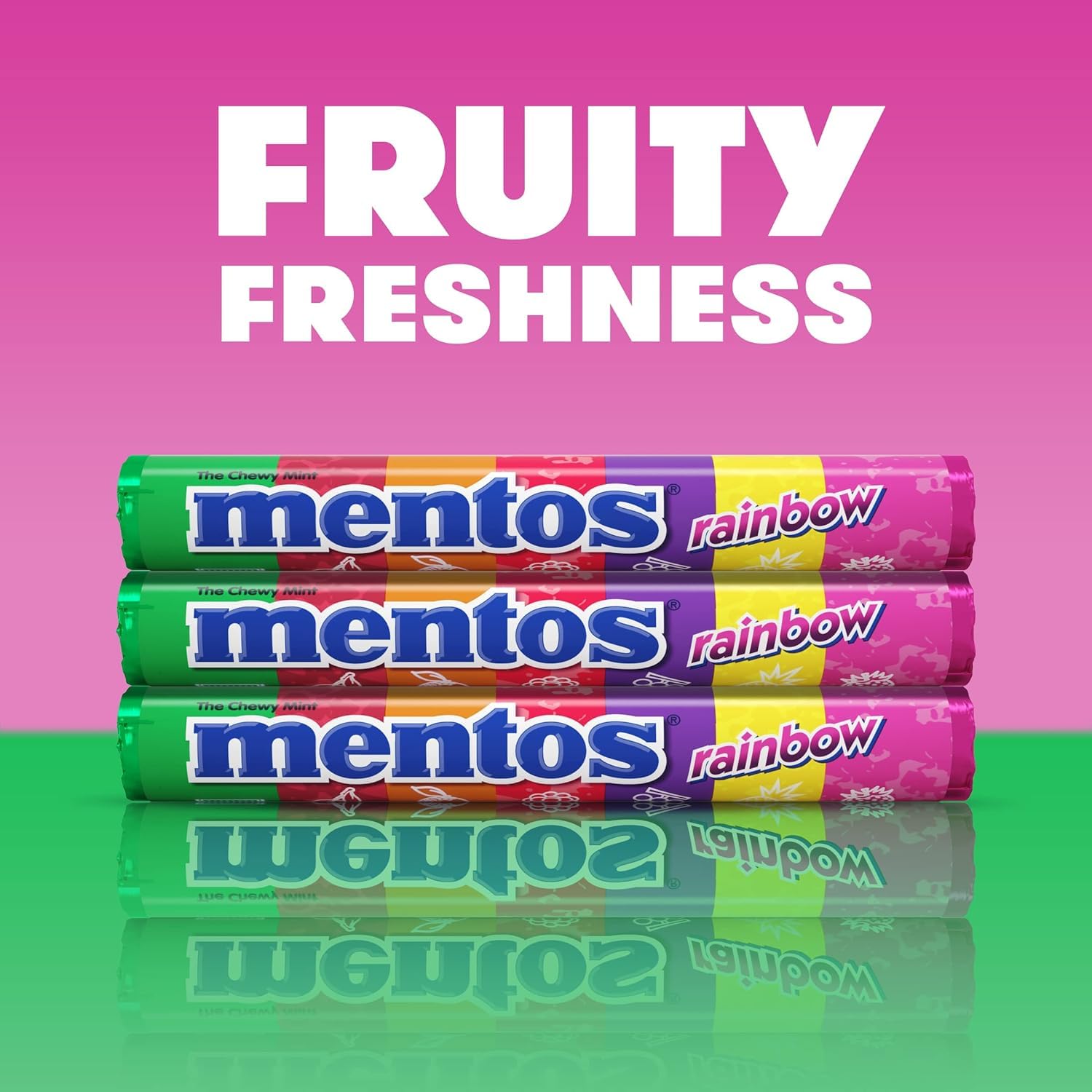 Mentos Chewy Mint Candy Roll, Cinnamon, 14 Pieces Per Roll, 15 Count Pack