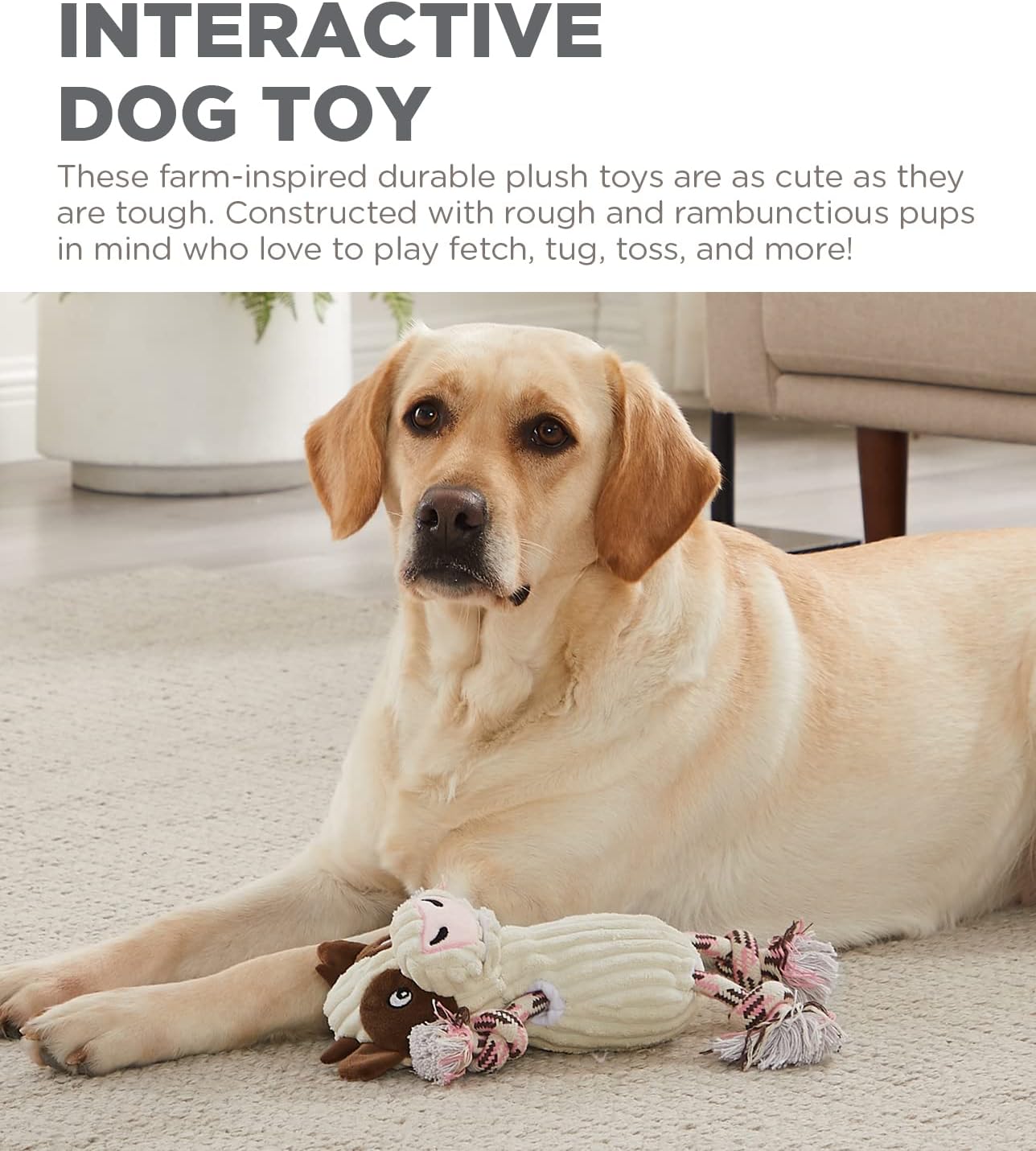 Outward Hound by Charming Pet Ranch Roperz Cow Plush Squeaky Dog Toy