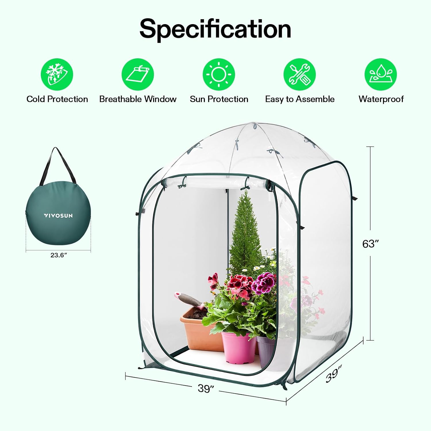 VIVOSUN Mini 4-Tier Greenhouse with Wheels
