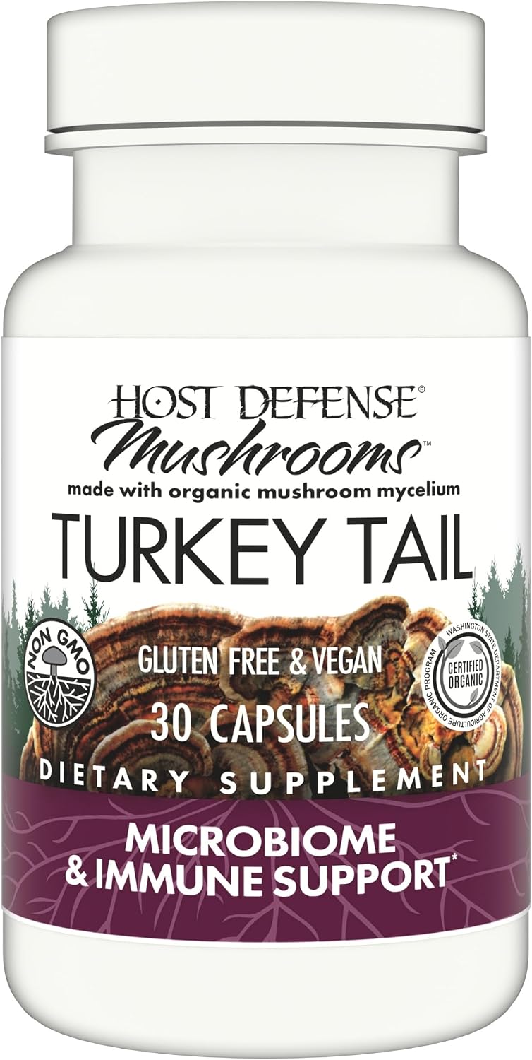 Host Defense Turkey Tail Capsules - Digestive Health & Immune Response Support Supplement - Mushroom Supplement for Gastrointestinal & Gut Microbiome Support - 120 Capsules