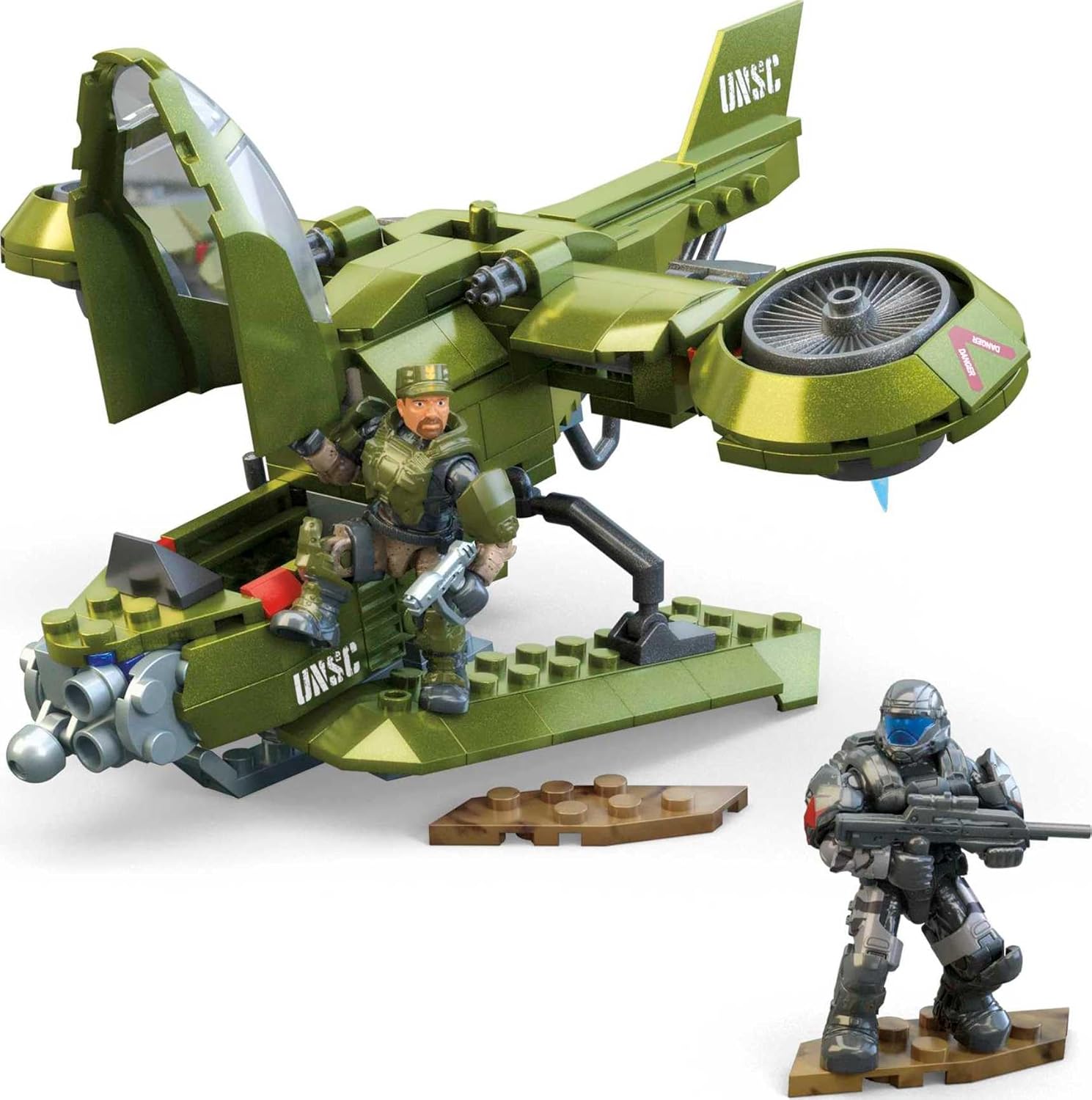 MEGA Halo Toy Vehicles Building Sets, UNSC Hornet Recon Aircraft with 2 Poseable, Collectable Micro Action Figures and Accessories