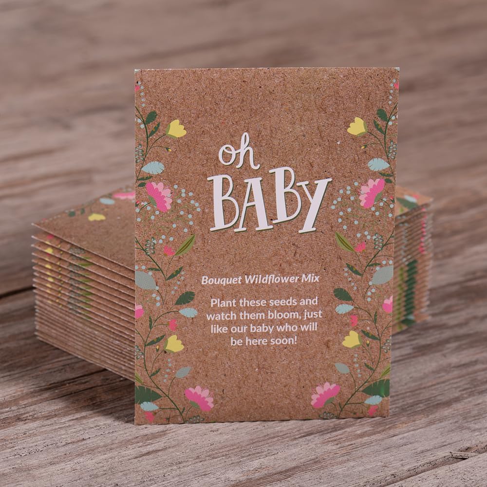 BENTLEY SEED CO. Oh Baby Flower Seeds Packets - Girl/Boy Baby Shower Favors - Pre-Filled