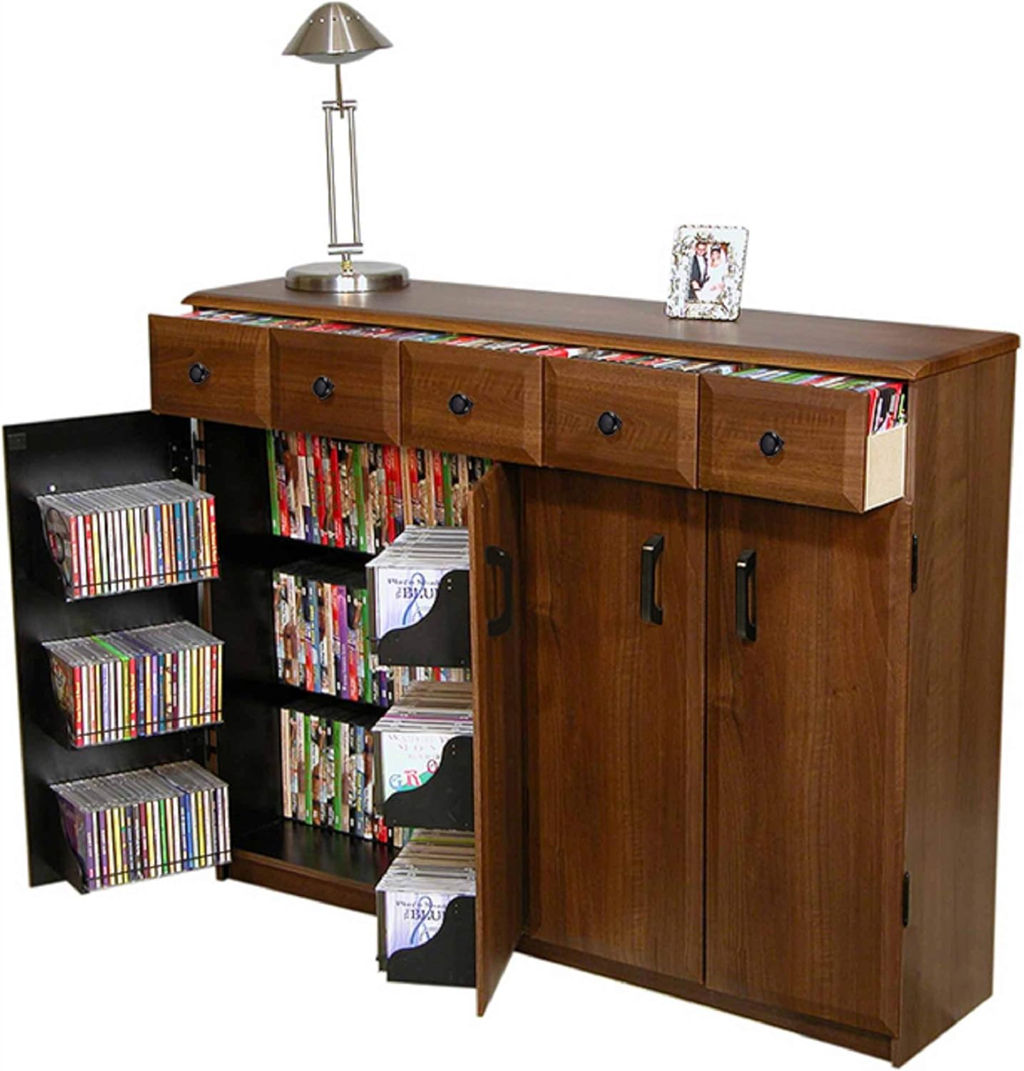 Venture Horizon Media Cabinet with Drawers- Walnut
