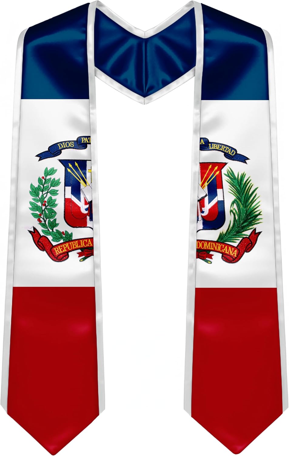 YOXEULL National Flag Embroidered Graduation Stole with Trim, Graduation Sash Graduates Gift, 72"