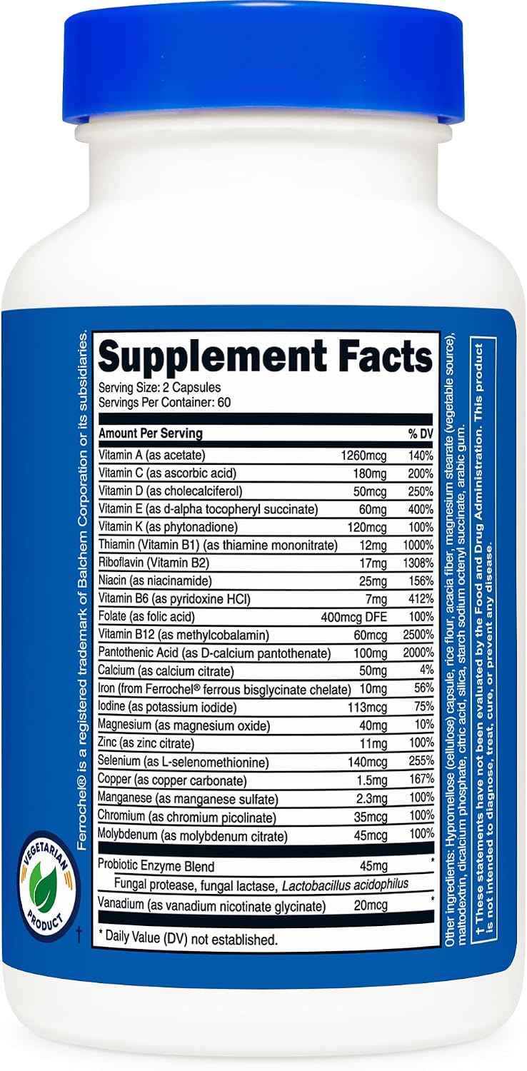 Nutricost Multivitamin with Probiotics 120 Vegetarian Capsules | Packed With Vitamins & Minerals