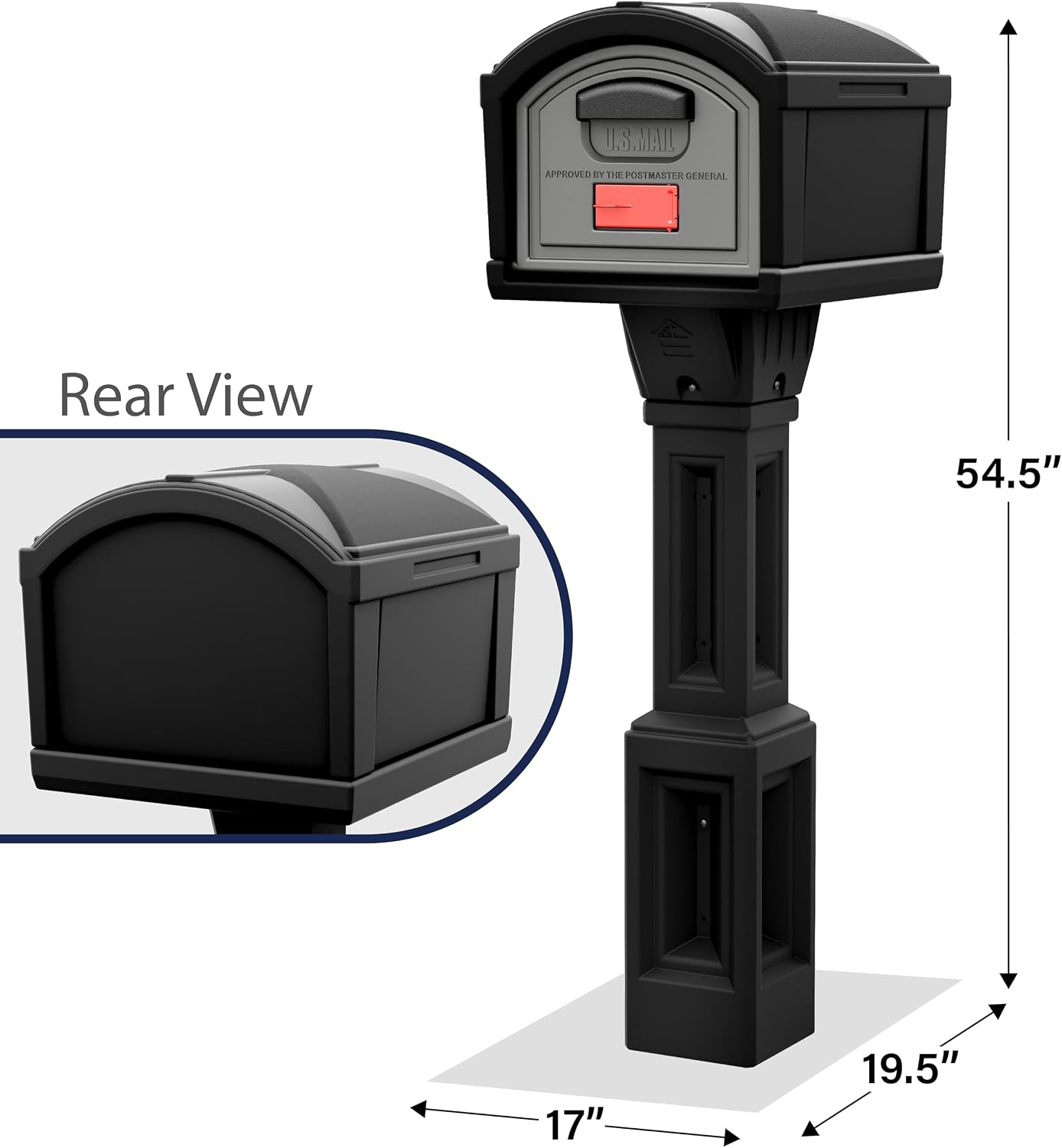 Simplay3 Rustic Home Plastic Residential Cabin Mailbox & Post Mount Combo Kit with 2 Access Doors - Sandstone, Made in USA