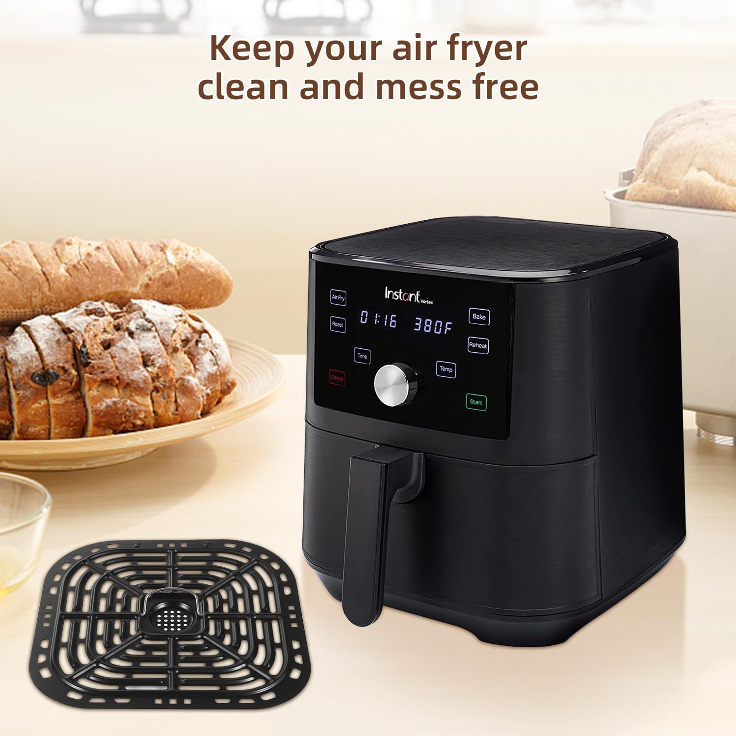 Original Instant Vortex Air Fryer Grill Pan Replacement Tray 6 Quart - Grill Plate Crisper Plate for Instant Vortex 6 Qt/Gourmia GAF735 6 QT