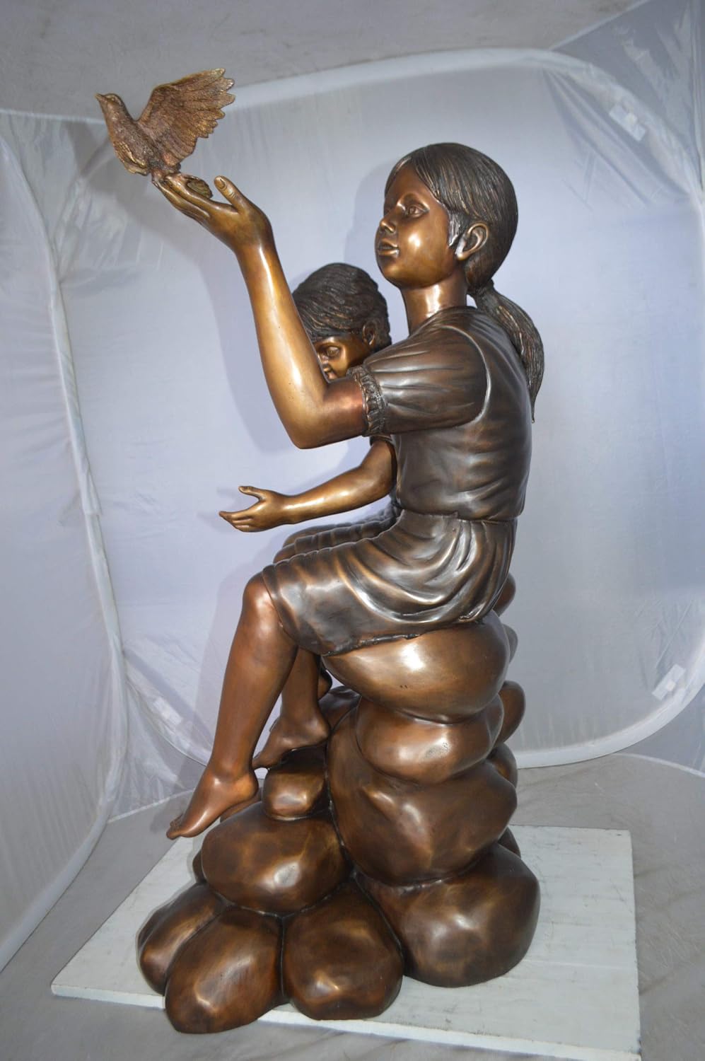 Nifao Children Rock, Kids Outdoor Medium Bronze Statue, 36"L x 30"W x 44"H