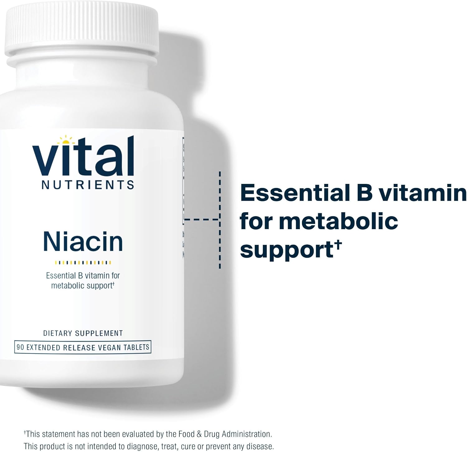 Vital Nutrients Niacin 500mg - Timed-Release Niacin Supplement for Men & Women - Vitamin B3 Supports Heart Health and Protein & Fat Metabolism