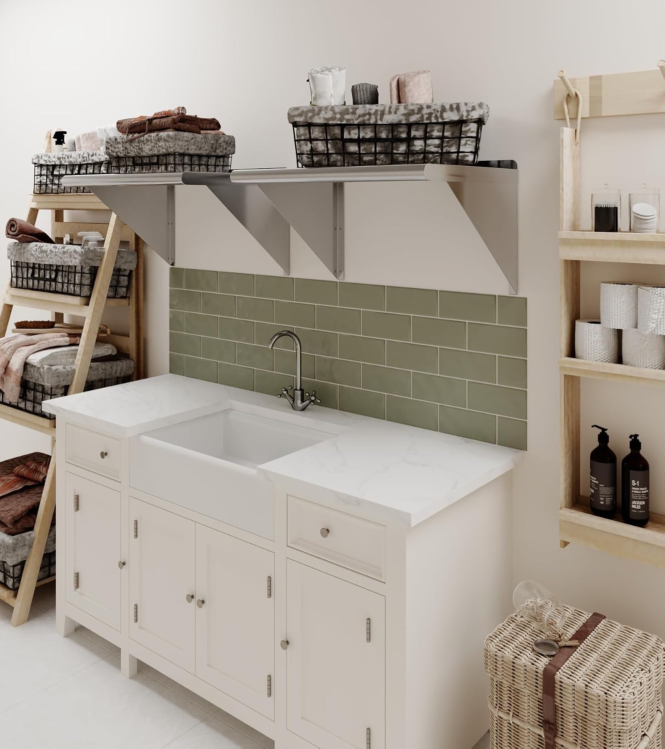 AmGood 24" Long X 18" Deep Stainless Steel Wall Shelf | NSF Certified | Appliance & Equipment Metal Shelving | Kitchen, Restaurant, Garage, Laundry, Utility Room