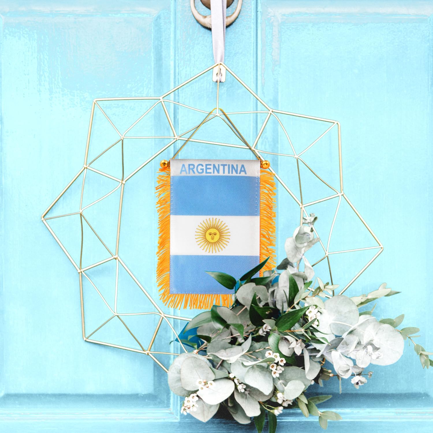 Anley 4 X 6 Inch Nicaragua Fringy Window Hanging Flag - Mini Banner & Car Rearview Mirror Décor - Fringed Nicaraguan Hanging Flag with Suction Cup