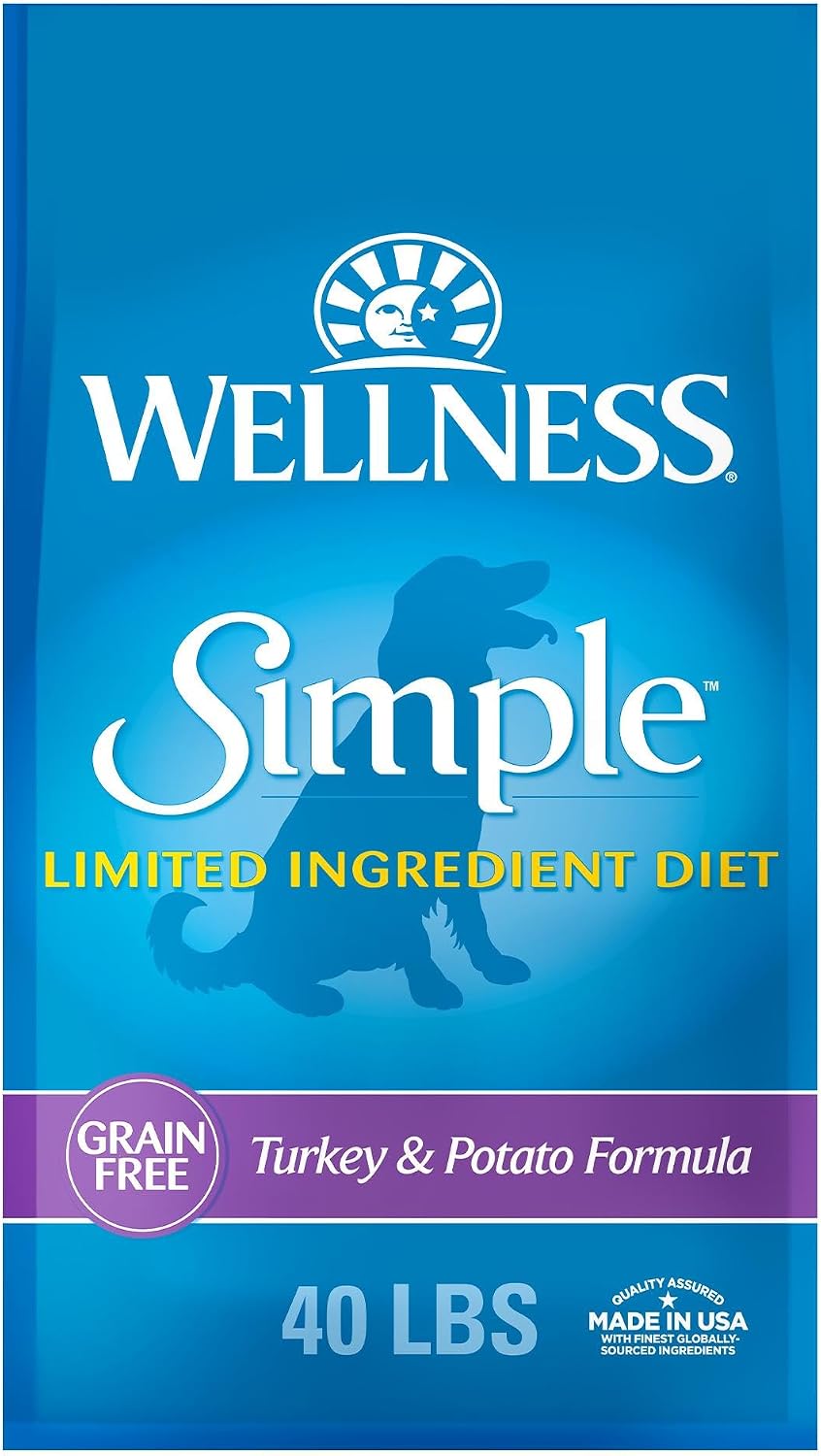Wellness Simple Limited Ingredient Small Breed Adult Dry Dog Food, Grain Free Kibble, Sensitive Stomach, Skin & Coat Support, Natural, Chicken Free, Salmon and Potato Recipe, 10.5 lb Bag