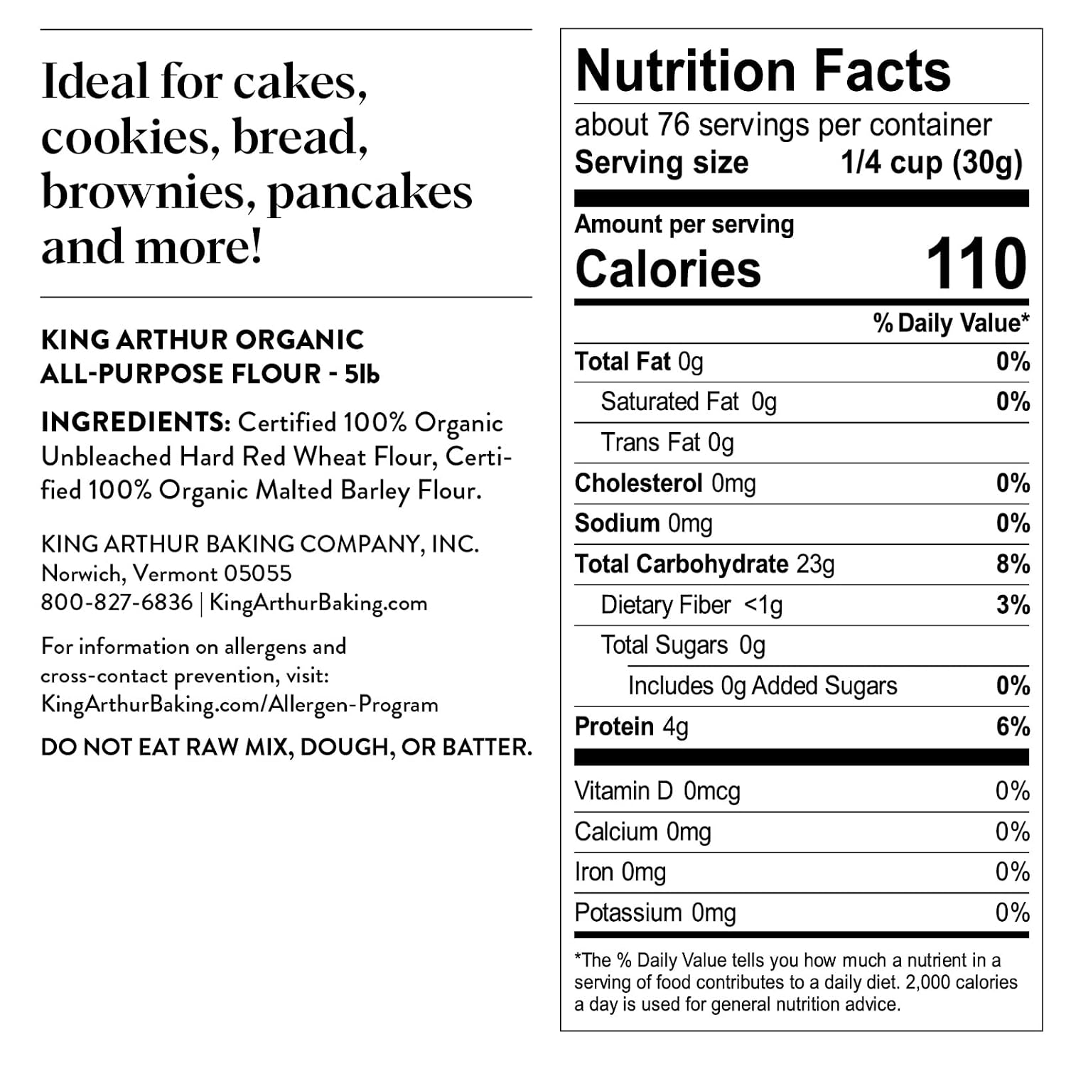 King Arthur 100% Organic All-Purpose Flour, Unbleached, 5 lb Bag - Non-GMO Project Verified, No Preservatives