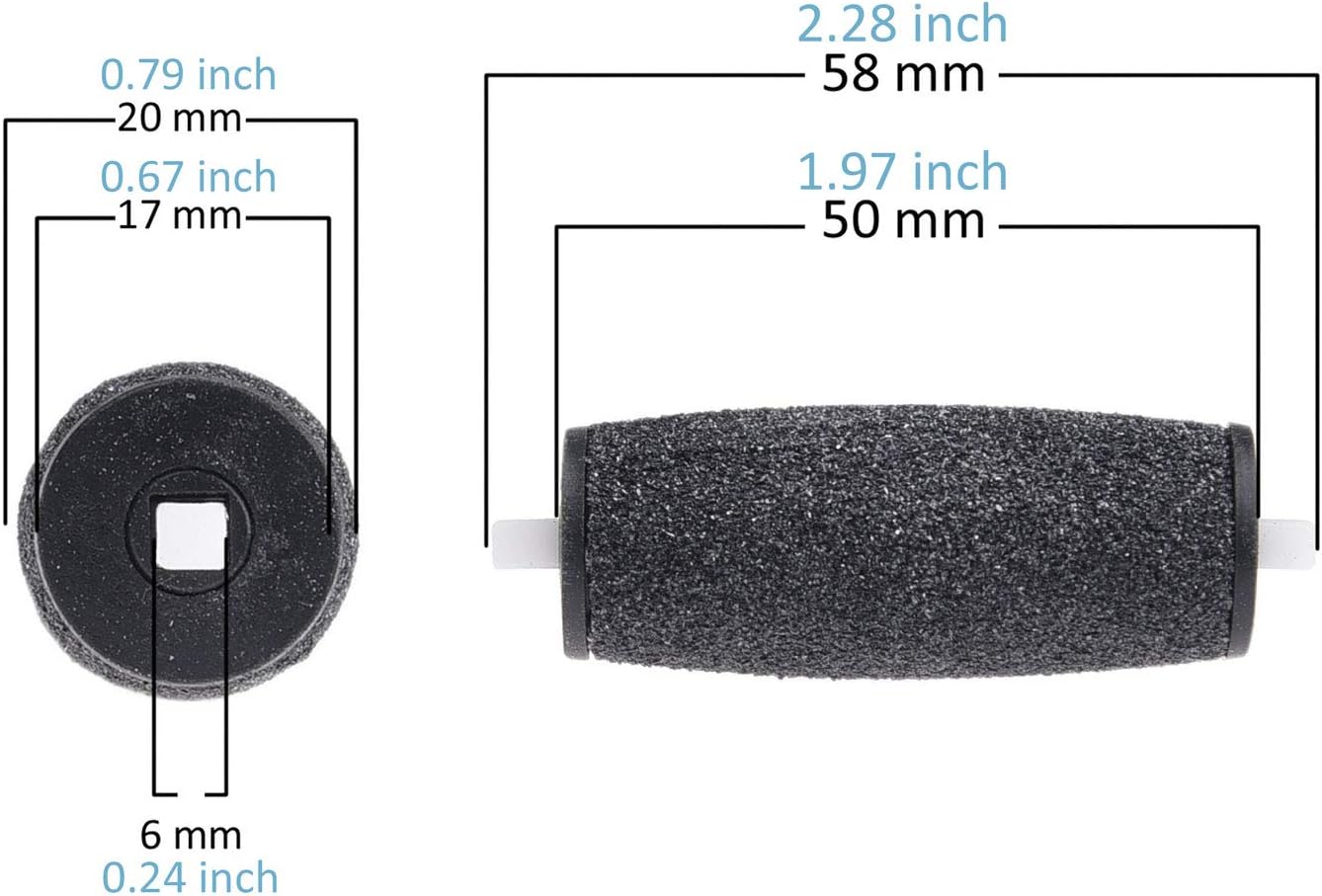 Compatible Replacement Roller Heads for Amope Pedi Perfect Electronic Foot File - Extra Coarse (4X) and Regular Coarse (6X) - Callus Removal