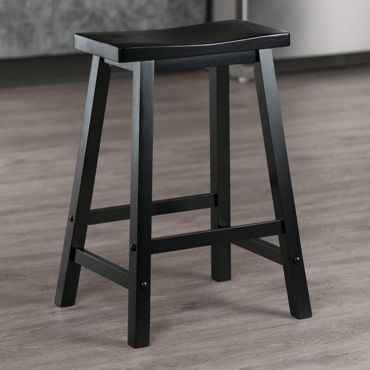 Winsome Satori Saddle Seat Counter Stool, Walnut, 24" | Classic Backless Bar Chairs for Kitchen & Dining Room Seating, Timeless Essential Furniture for Home, Dorm, Apartments