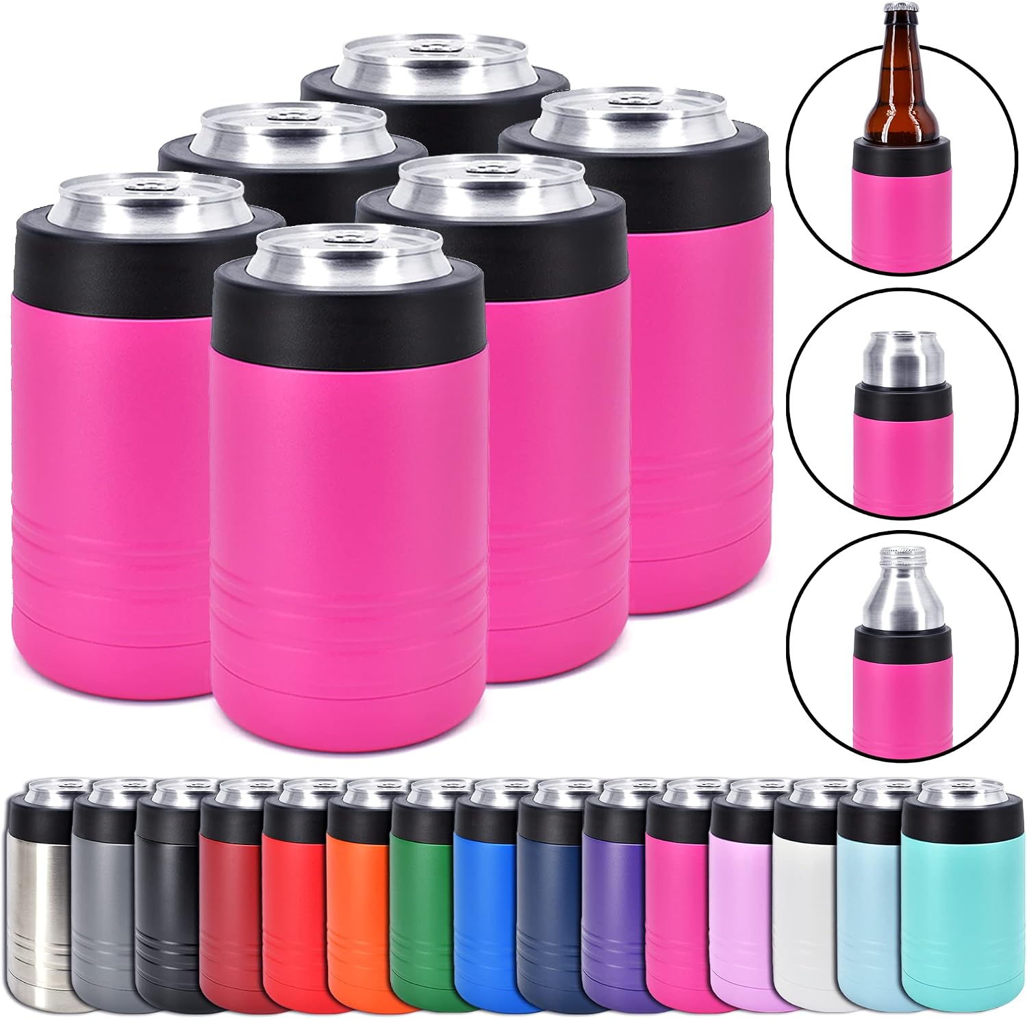 Clear Water Home Goods 12 oz 4-in-1 Stainless Steel Can Cooler (6-Pack)