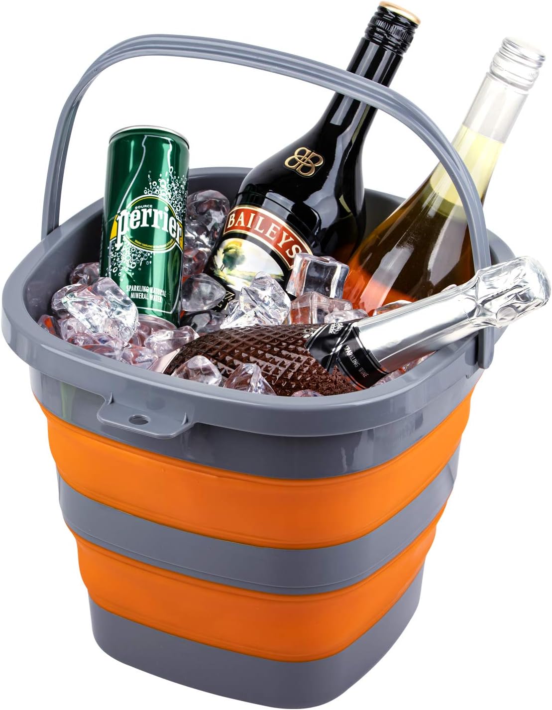 2 Pack Collapsible Plastic Bucket with 2.6 Gallon (10L) Each, Foldable Rectangular Tub for House Cleaning